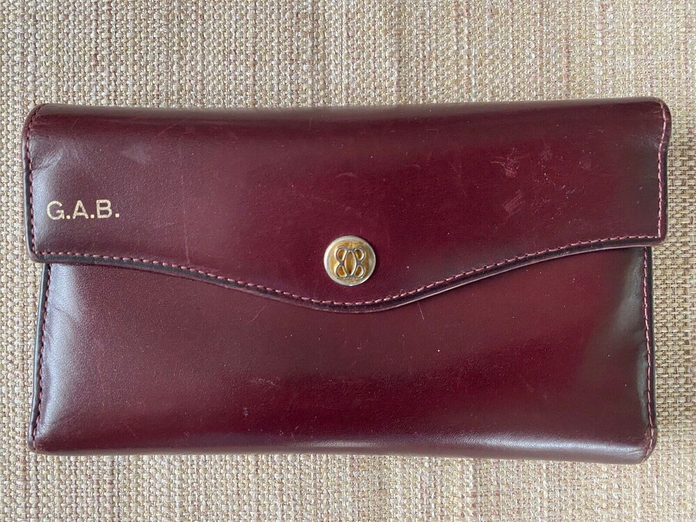 BOSCA Vintage Burgundy Leather Checkbook Wallet USA
